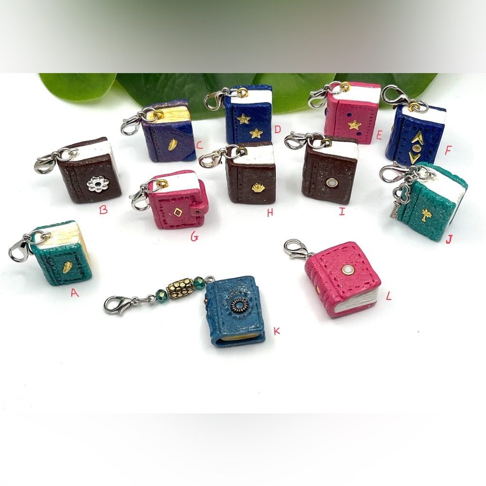 Unique Book Pendant-miniature Polymer Clay keychain book-One of a kind mini book